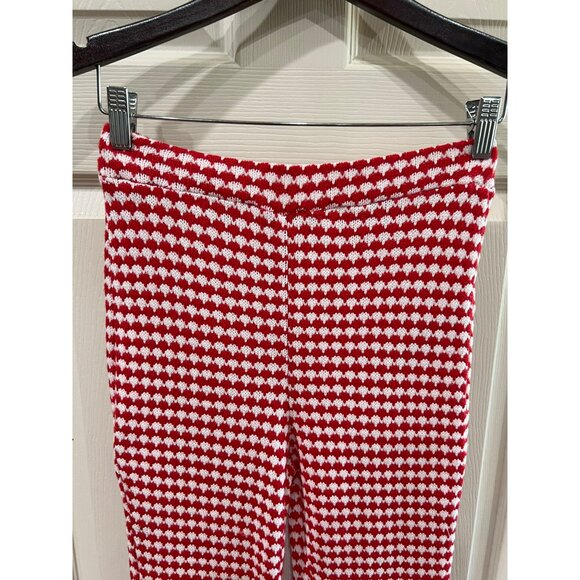 Zara Red & White Knit Flared Sweater Holiday Pants Size M - Picture 7 of 9